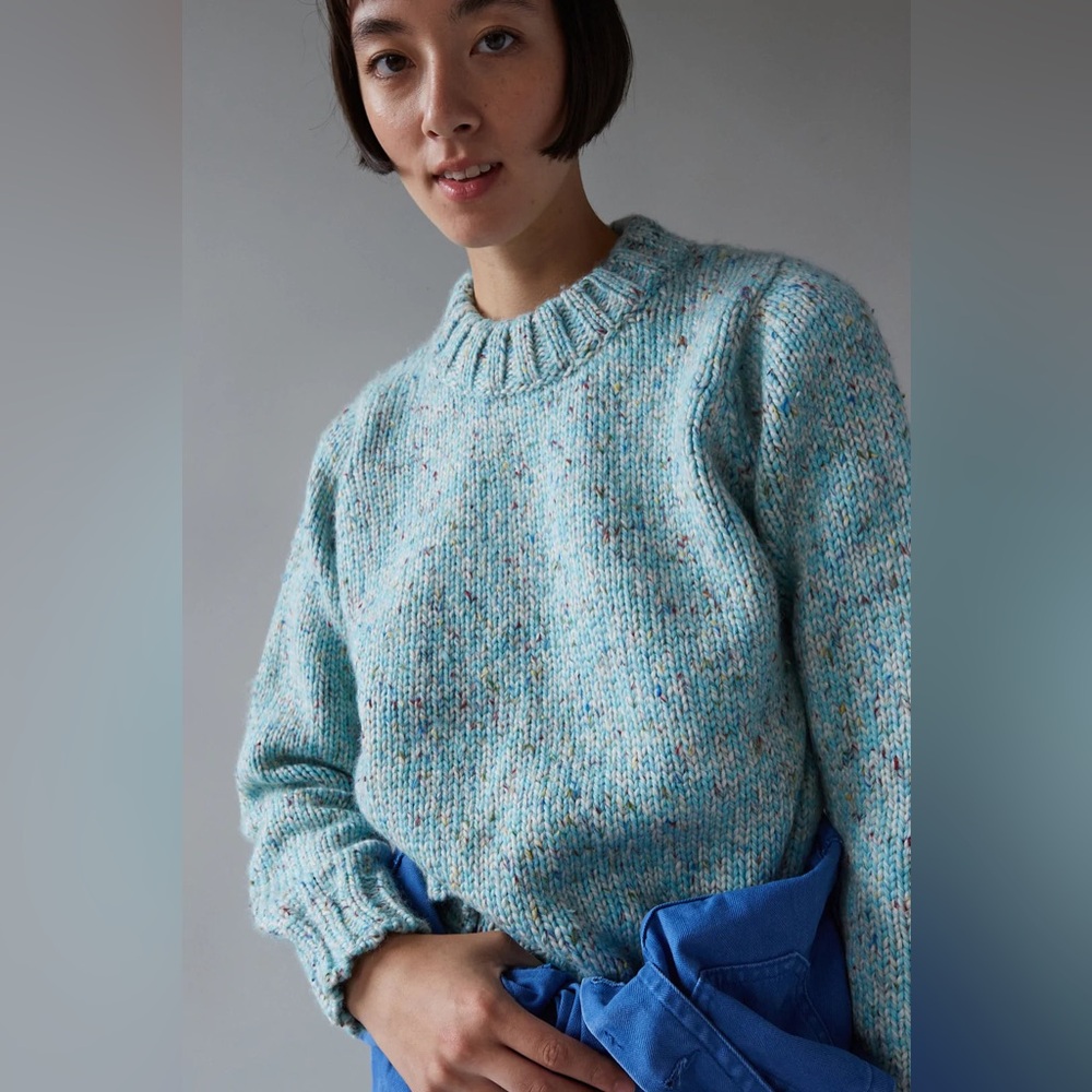 Caron Callahan Inga Sweater, Turquoise Confetti, Medium